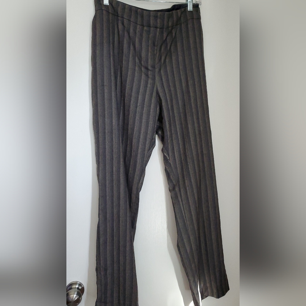 Gorgeous Boden Striped Herringbone Gray and Latte Wool Pants, Lined, 18R, XXL